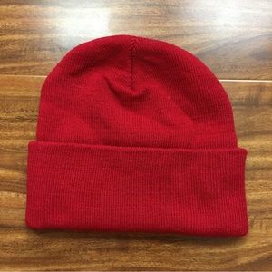 Toppers Women Red Acrylic Thicker Knit Fold Over Beanie Hat Cabincore Streetwear